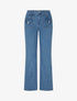 Jean wide leg à poches décoratives coupe droite - Bleu - 1