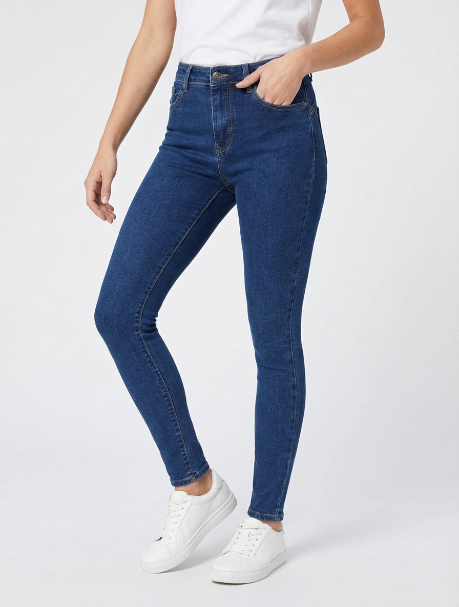 Skinny jeans met hoge taille - Blauw