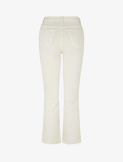 Jean flare taille haute à bords francs - Écru - 2