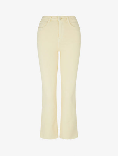 Jean flare taille haute à bords francs - Jaune pastel - 1