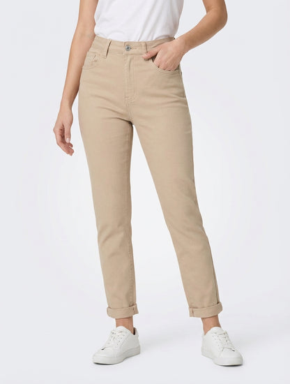 Jean met hoge taille - Beige