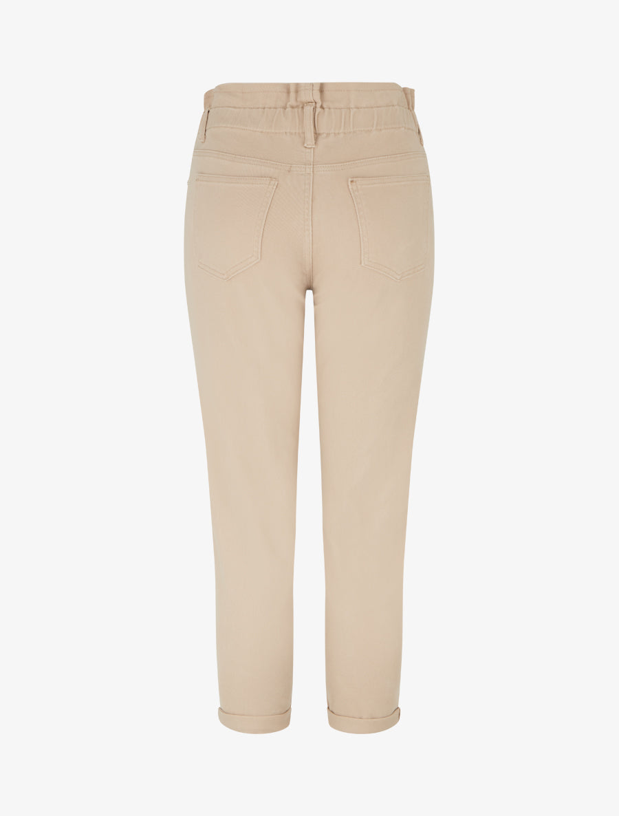 Jean mom taille haute élastiquée - Beige - 2