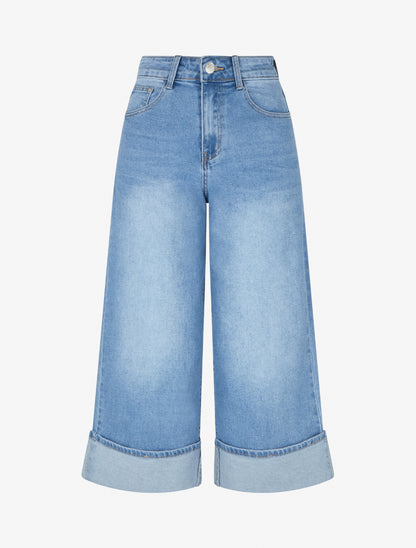 Bermuda ample à revers - Bleu - 1