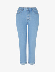 Jean mom à ourlet - Bleu - 1