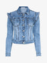 Veste en jean à épaules avec empiècements - Bleu denim clair - 1