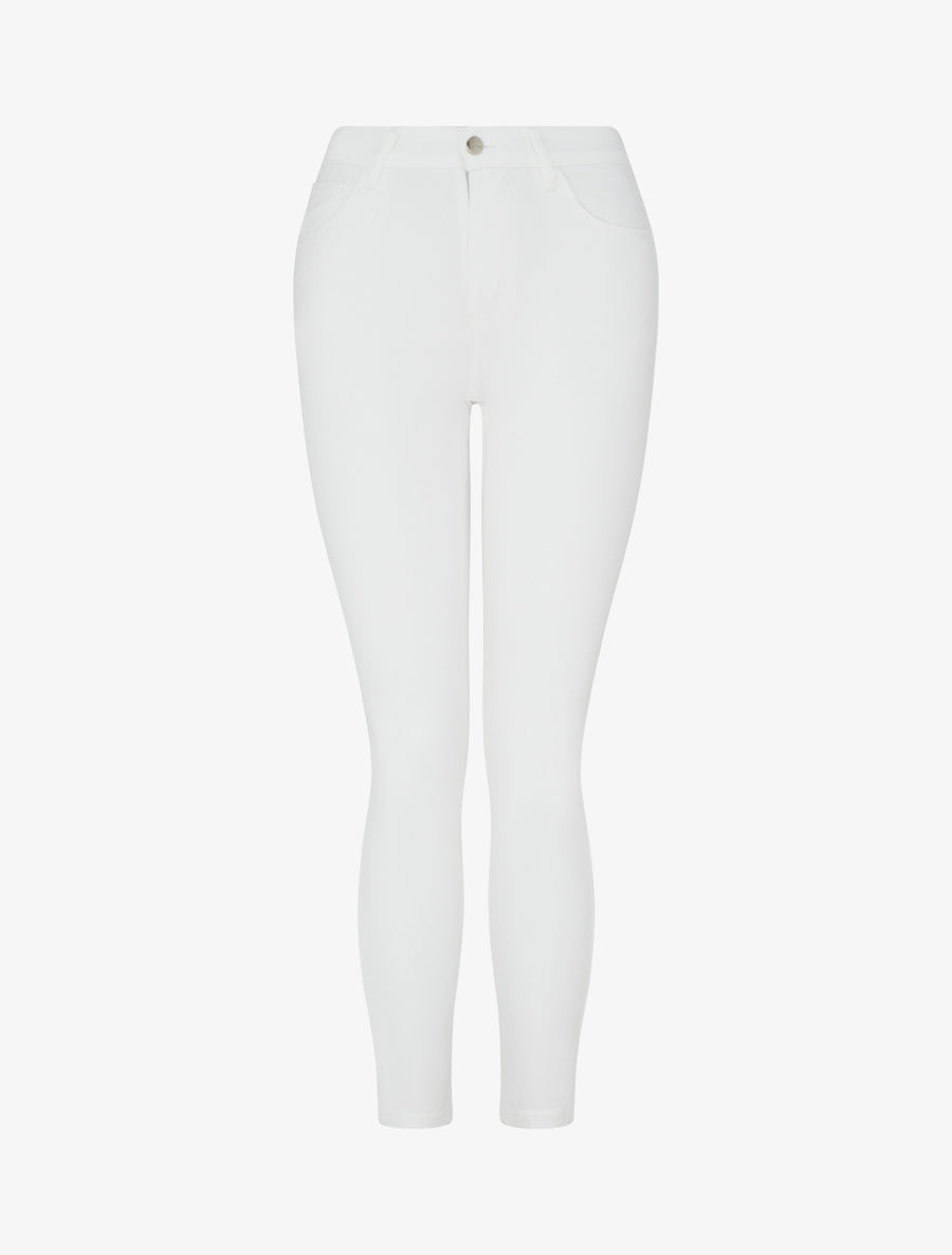 Jean skinny uni à taille standard - Blanc - 1
