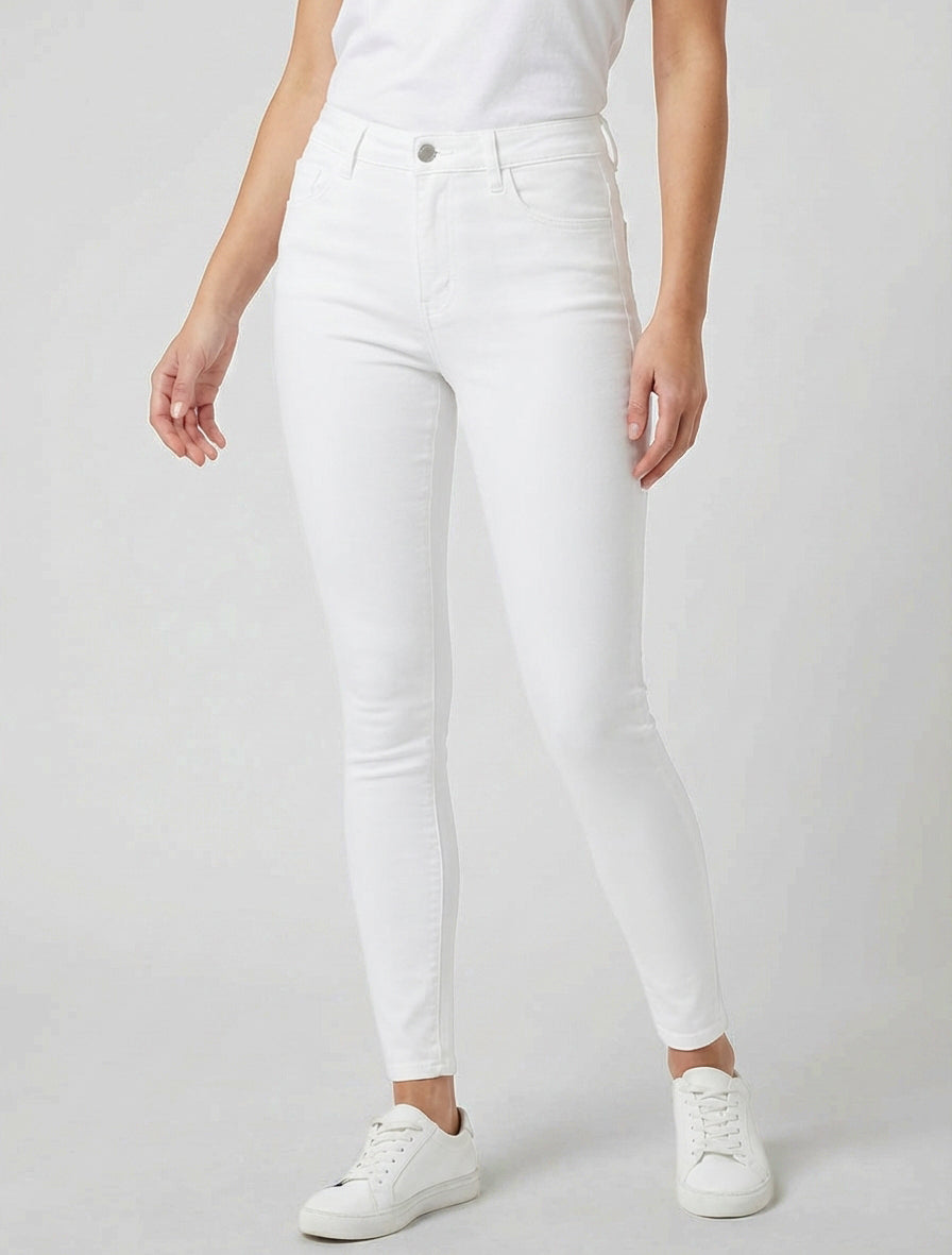 Effen skinny jeans met normale taille - Wit