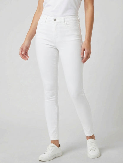 Effen skinny jeans met normale taille - Wit