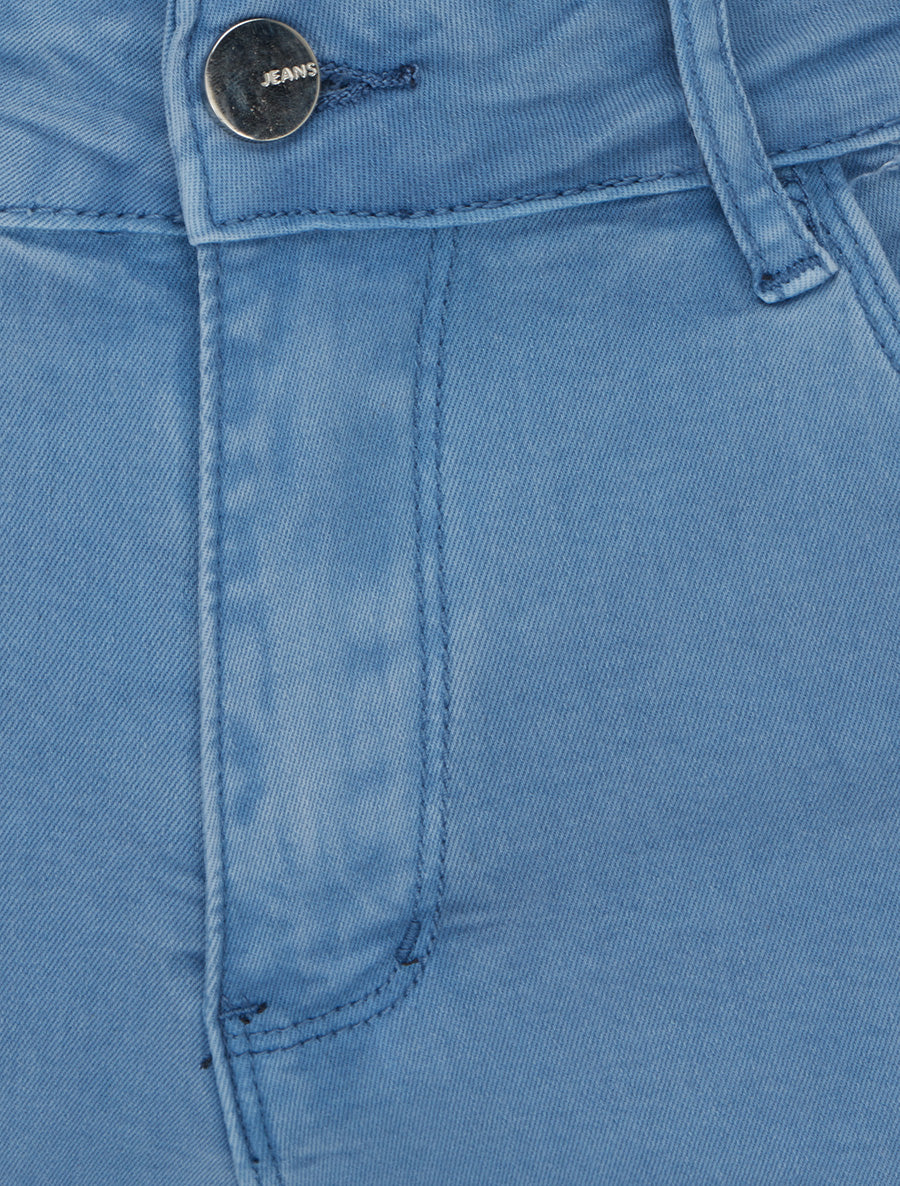 Jean skinny uni à taille standard - Bleu clair - 3