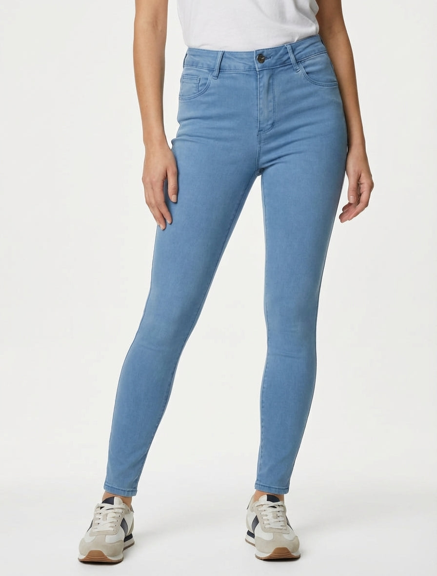 Effen skinny jeans met normale taille - Lichtblauw