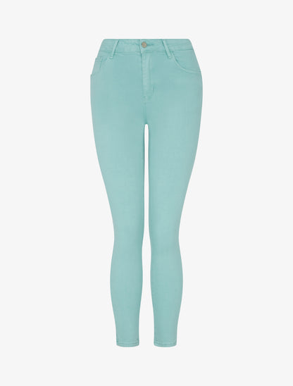 Jean skinny uni à taille standard - Vert d&