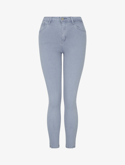 Jean skinny uni à taille standard - Bleu gris - 1