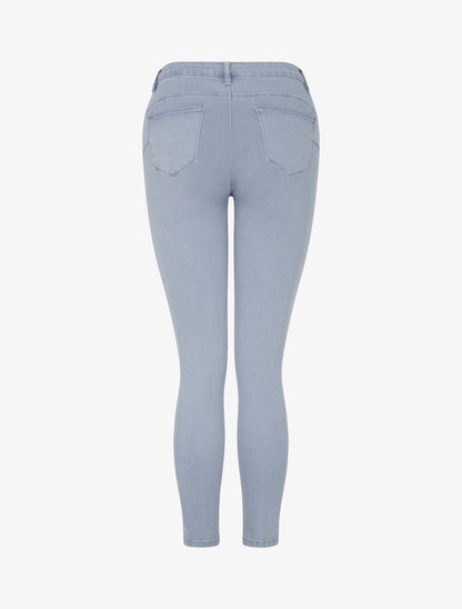Jean skinny uni à taille standard - Bleu gris - 2
