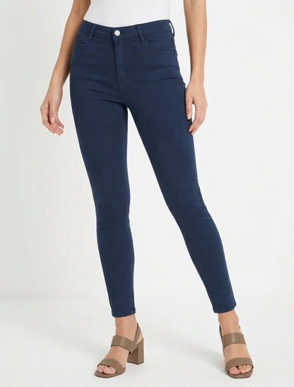 Effen skinny jeans met normale taille - Marine