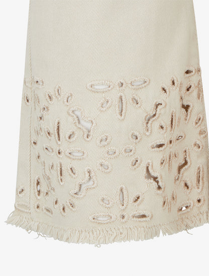 Jean droit à bords brodés - Beige - 3