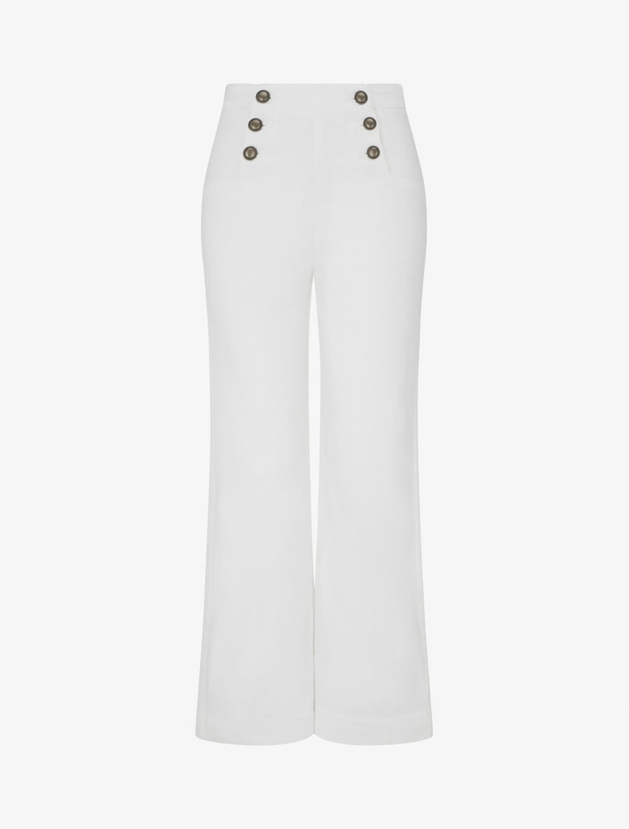 Jean droit style pantalon à pont - Blanc - 1