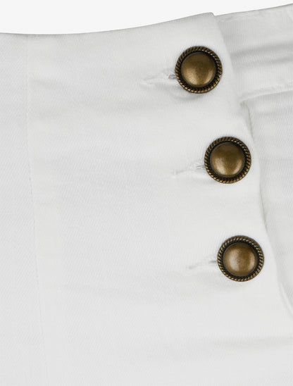 Jean droit style pantalon à pont - Blanc - 3