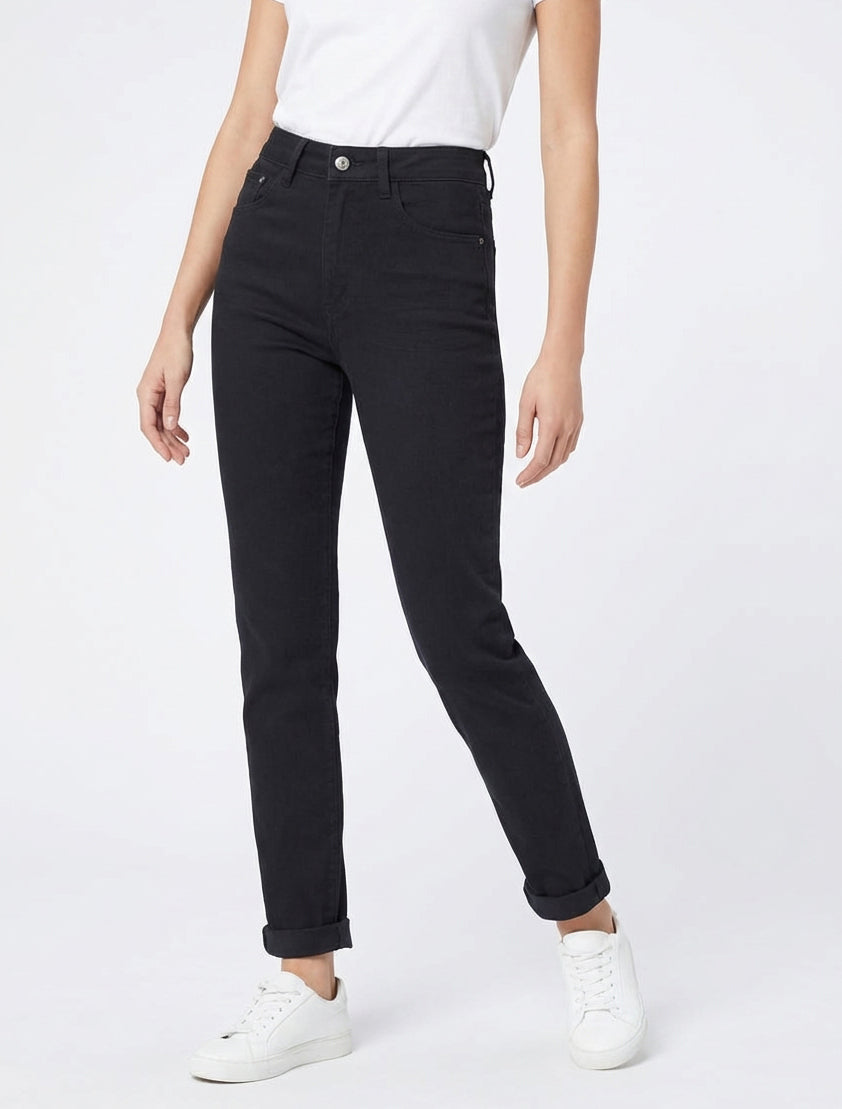 Jean met hoge taille - Zwart