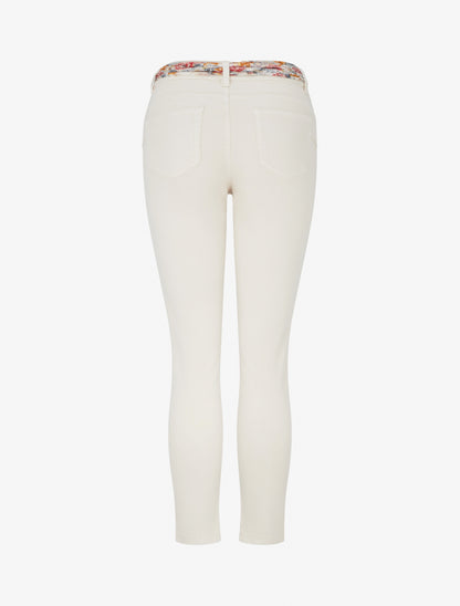 Jean skinny à ceinture imprimée - Beige clair - 2