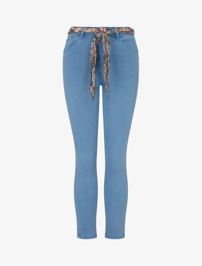 Jean skinny à ceinture imprimée - Bleu clair - 1