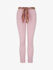 Jean skinny à ceinture imprimée - Rose pâle - 1