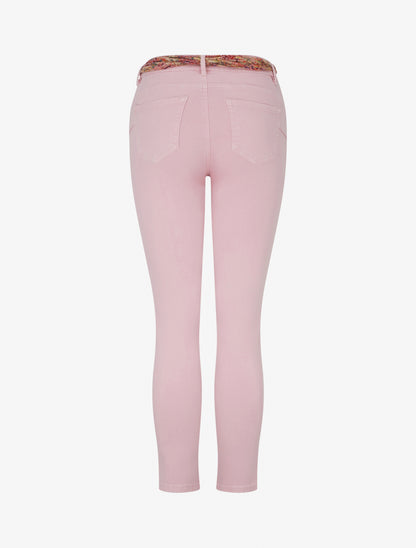 Jean skinny à ceinture imprimée - Rose pâle - 2