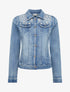 Veste en jean à broderies florales - Bleu - 1