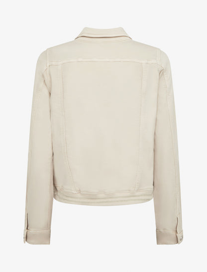 Veste en jean à bords élastiqués - Beige - 2