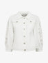 Veste en jean à manches brodées - Blanc - 1