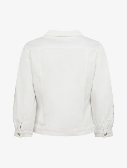 Veste en jean à manches brodées - Blanc - 2