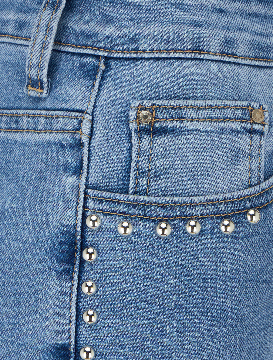 Jean clouté coupe mom fit - Bleu - 4