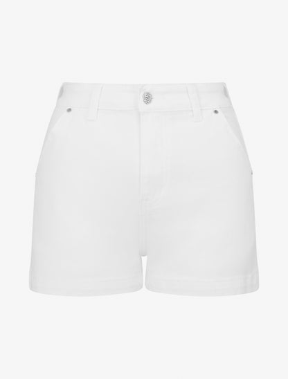 Short en jean taille standard coupe ajustée - Blanc - 1