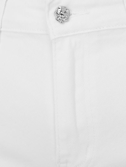 Short en jean taille standard coupe ajustée - Blanc - 3