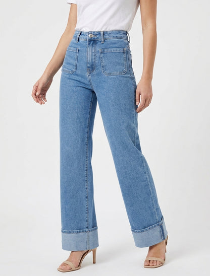 Jean push-up met 4 zakken - Blauw