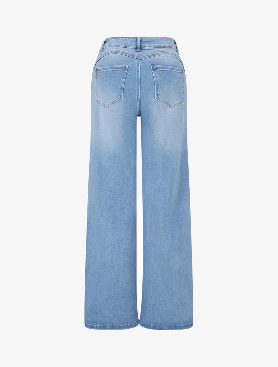 Jean droit push-up taille haute - Bleu clair - 2