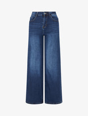 Jean à poches strassées coupe droite - Bleu - 1