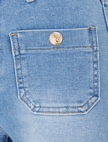 Jean taille haute à 4 poches coupe flare - Bleu - 3