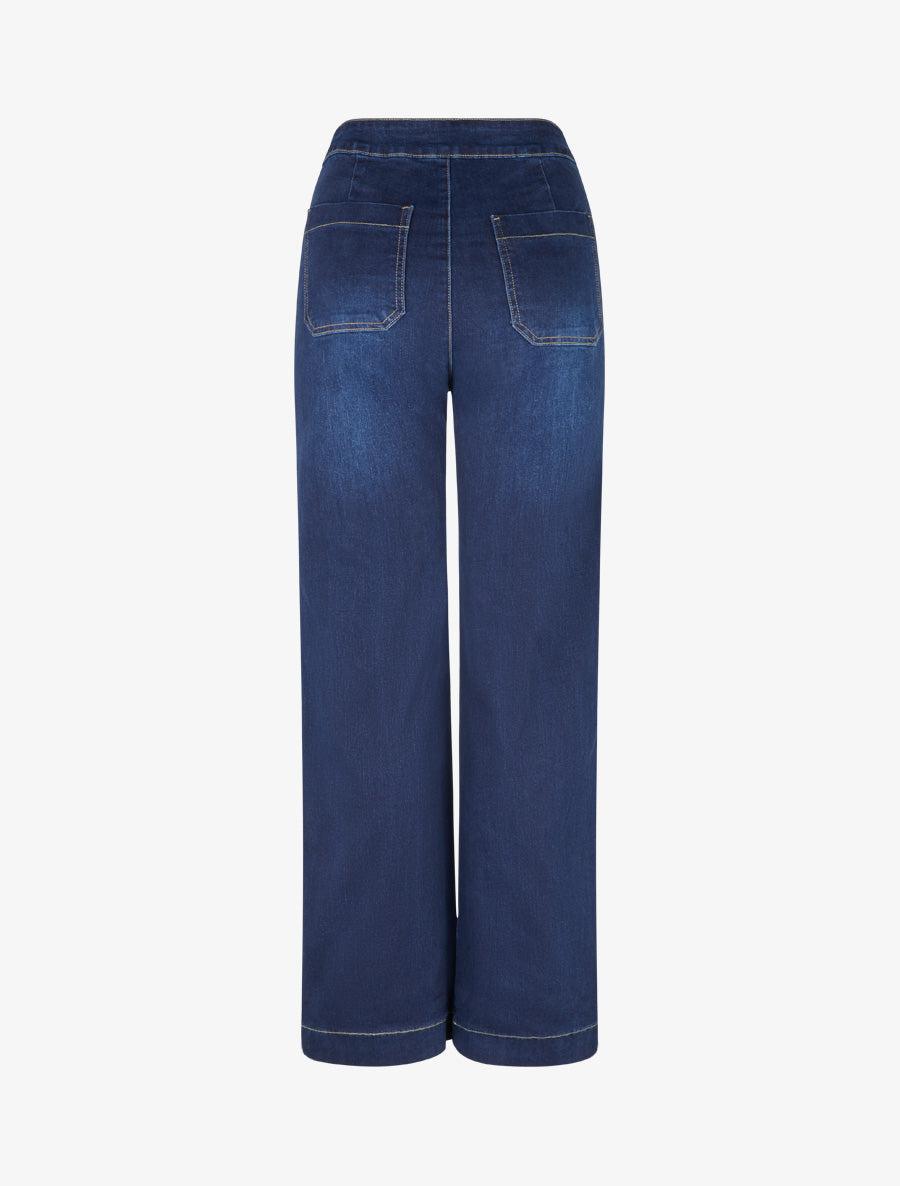 Jean à fermeture boutonnée coupe droite - Bleu - 2