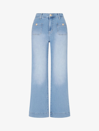 Jeans droit à poches plaquées - Bleu clair - 1