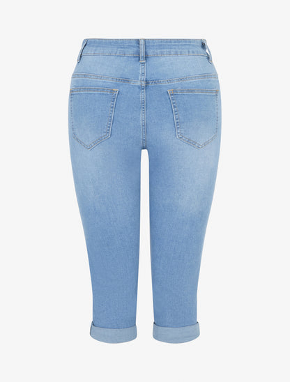 Pantacourt à ourlet en jean - Bleu - 2