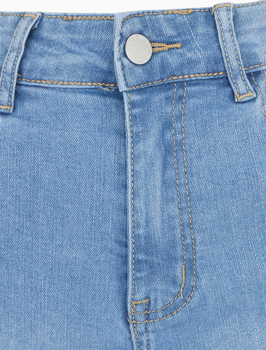 Pantacourt à ourlet en jean - Bleu - 3