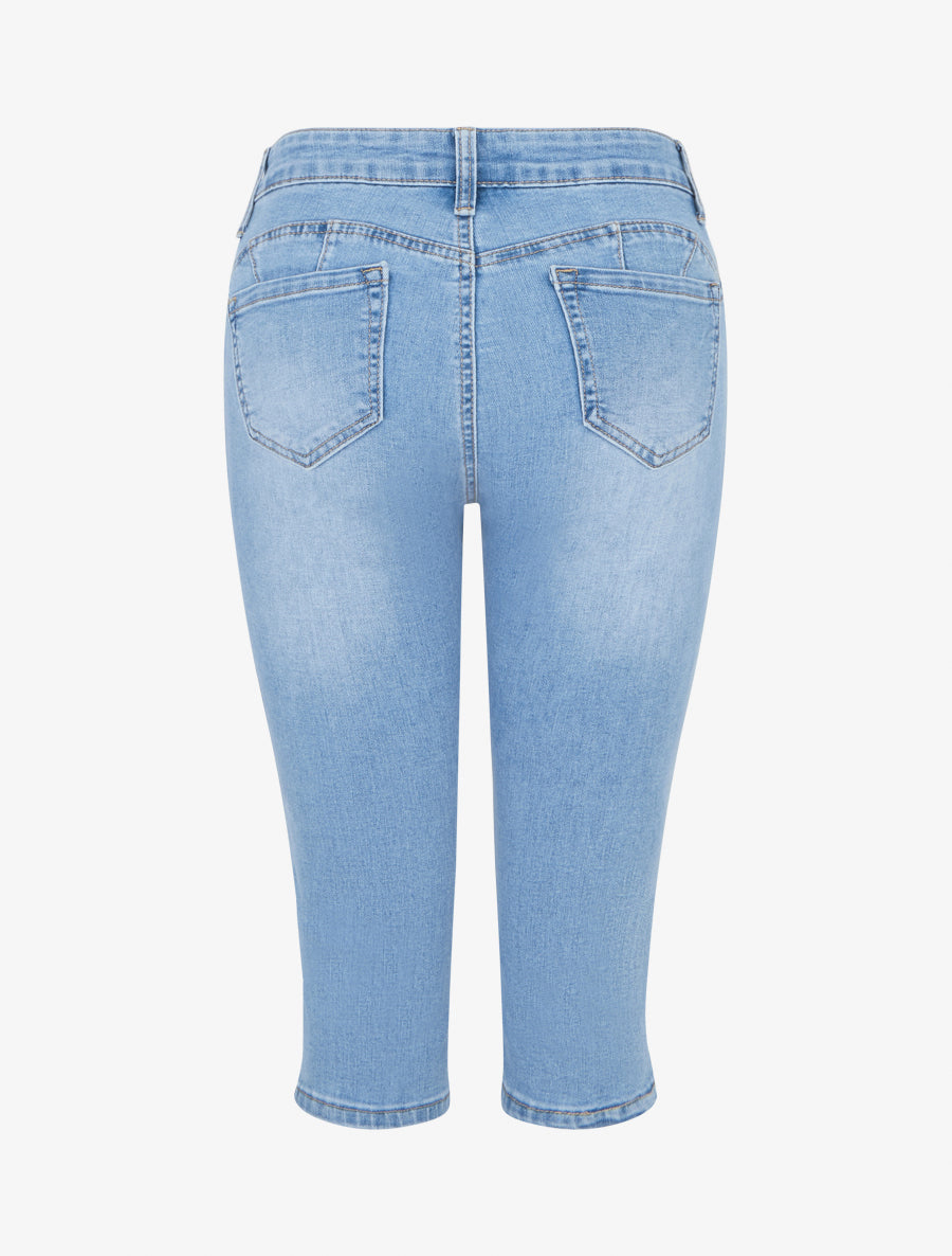 Pantacourt push up en jean - Bleu - 2
