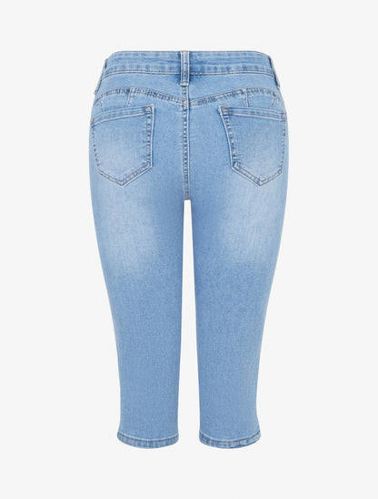 Pantacourt push up en jean - Bleu - 2