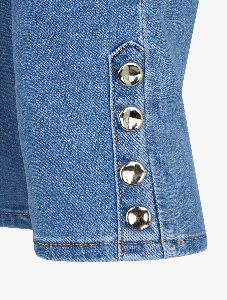Pantacourt en jean clouté - Bleu - 3