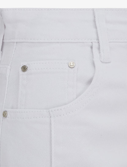 Jean met horizontale stiksels rechte snit - Wit