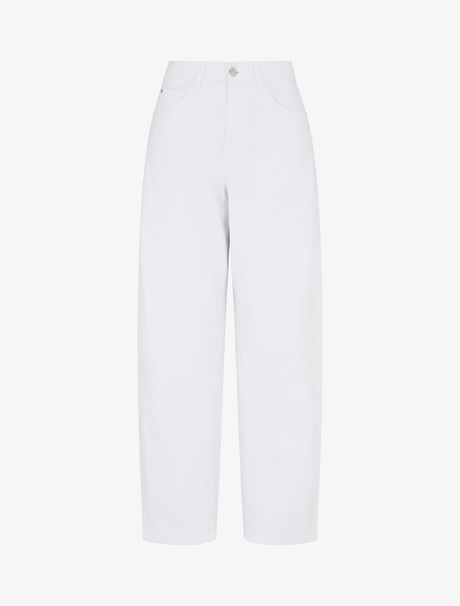 Jean met zichtbare naden rechte snit - Wit