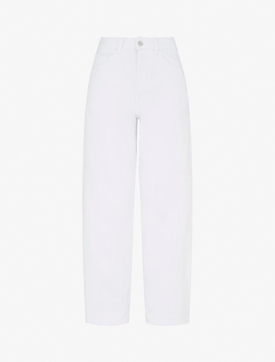 Jean met zijnaden en rechte snit - Wit