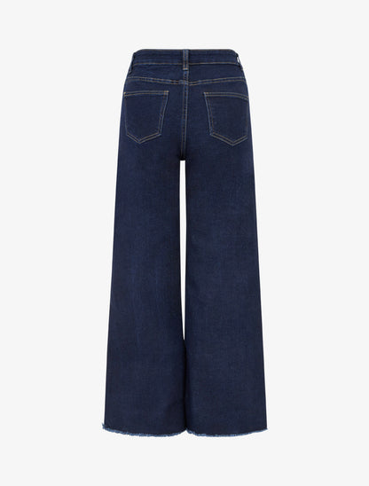 Jean wide leg à bas effilochés coupe ample - Bleu brut - 2