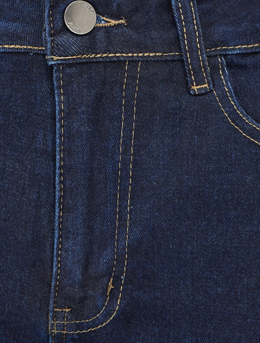 Jean wide leg à bas effilochés coupe ample - Bleu brut - 3