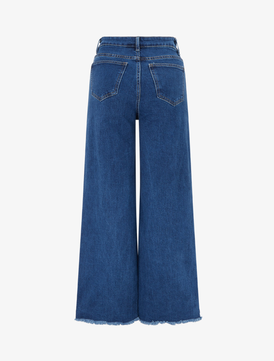 Jean standard à bords effilochés coupe ample - Bleu denim - 2